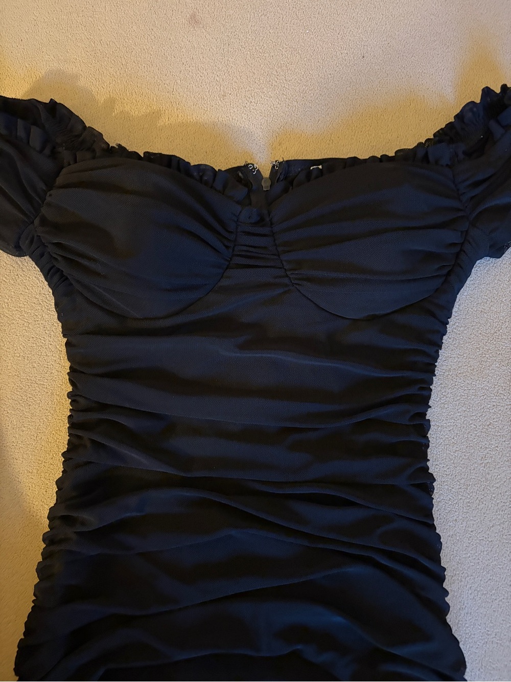 Black Ruched Minidress - Picture 2 of 4